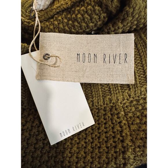 Moon River Anthropologie Knit Fringe Grommet Skirt, Olive Green, Medium, NWT - Picture 6 of 8